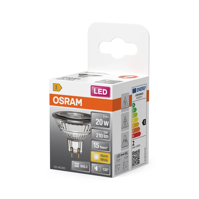 OSRAM SPOT MR16 GL 20 LED-Reflektorlampe, 2,6W, 200lm , GU5.3 , Warmweiß