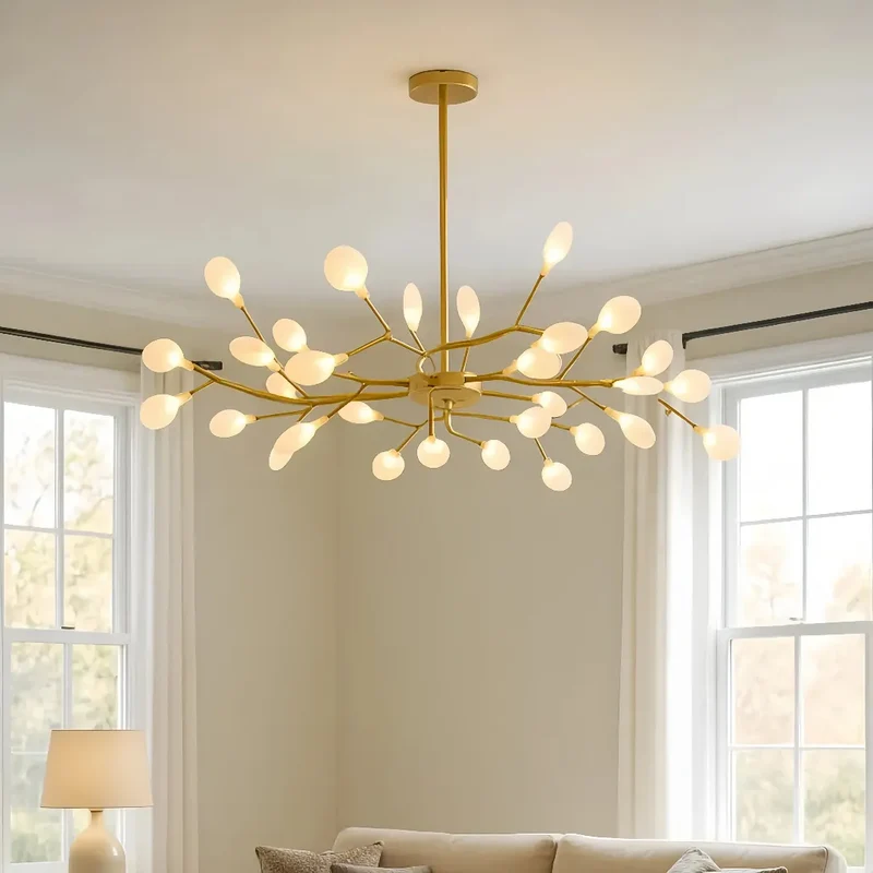 LED Kronleuchter modern mit Blattdesign für das Wohnzimmer