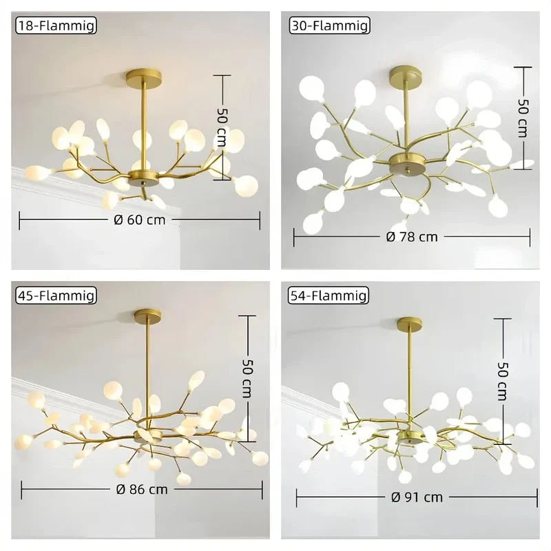 LED Kronleuchter modern mit Blattdesign für das Wohnzimmer