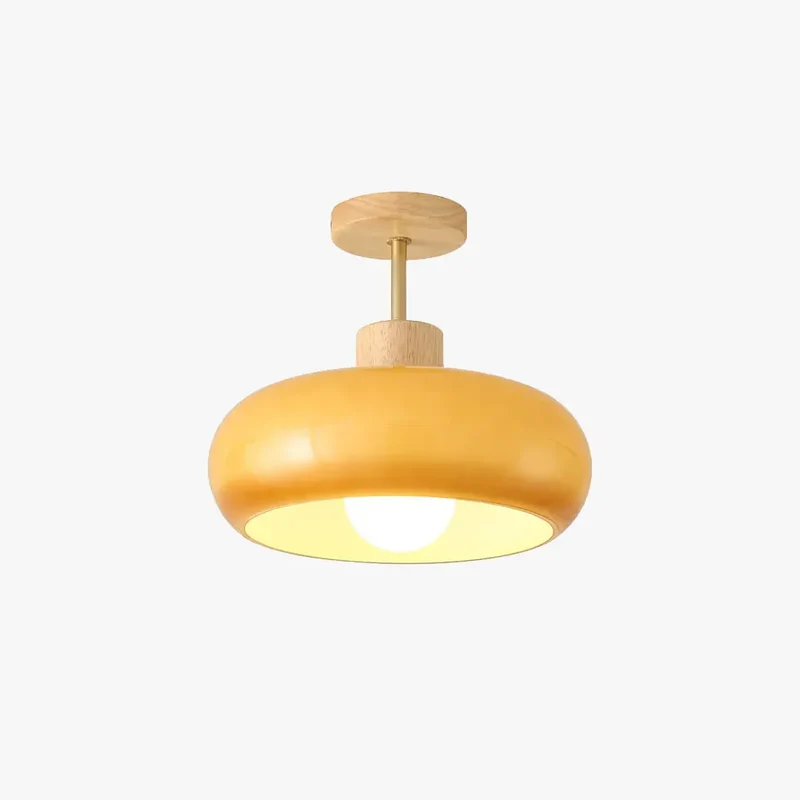 LED Deckenleuchte aus Glas mit Holzrahmen für Flur