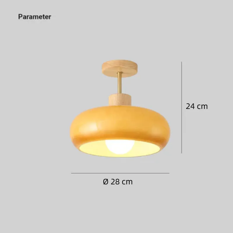 LED Deckenleuchte aus Glas mit Holzrahmen für Flur