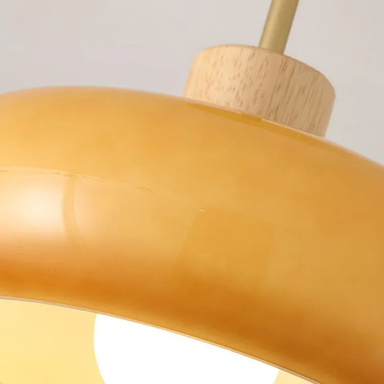 LED Deckenleuchte aus Glas mit Holzrahmen für Flur