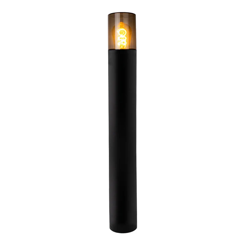 LED Garden Post - Stehende Außenleuchte mit Rauchglas | 80cm | Schwarz | IP54 – KALI