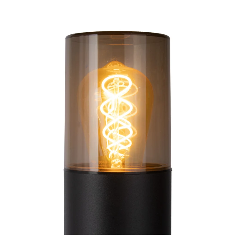 LED Garden Post - Stehende Außenleuchte mit Rauchglas | 80cm | Schwarz | IP54 – KALI