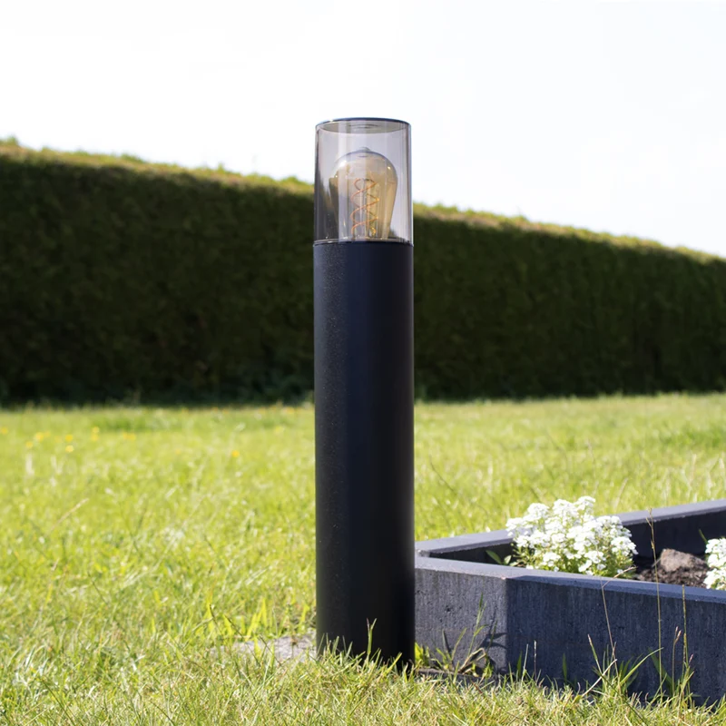 LED Garden Post - Stehende Außenleuchte mit Rauchglas | 50cm | Schwarz | IP54 – KALI