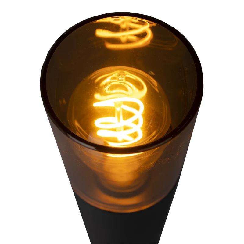 LED Garden Post - Stehende Außenleuchte mit Rauchglas | 50cm | Schwarz | IP54 – KALI