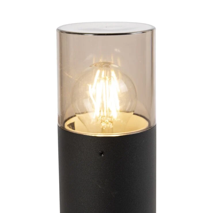 LED Garden Post - Stehende Außenleuchte mit Rauchglas | 50cm | Schwarz | IP54 – KALI