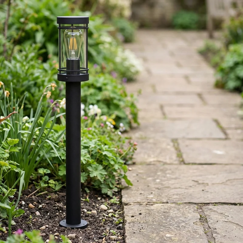 LED-Gartenpfosten - Sockel - Stehende Außenleuchte | 80cm | Schwarz | IP44 – HOEDY