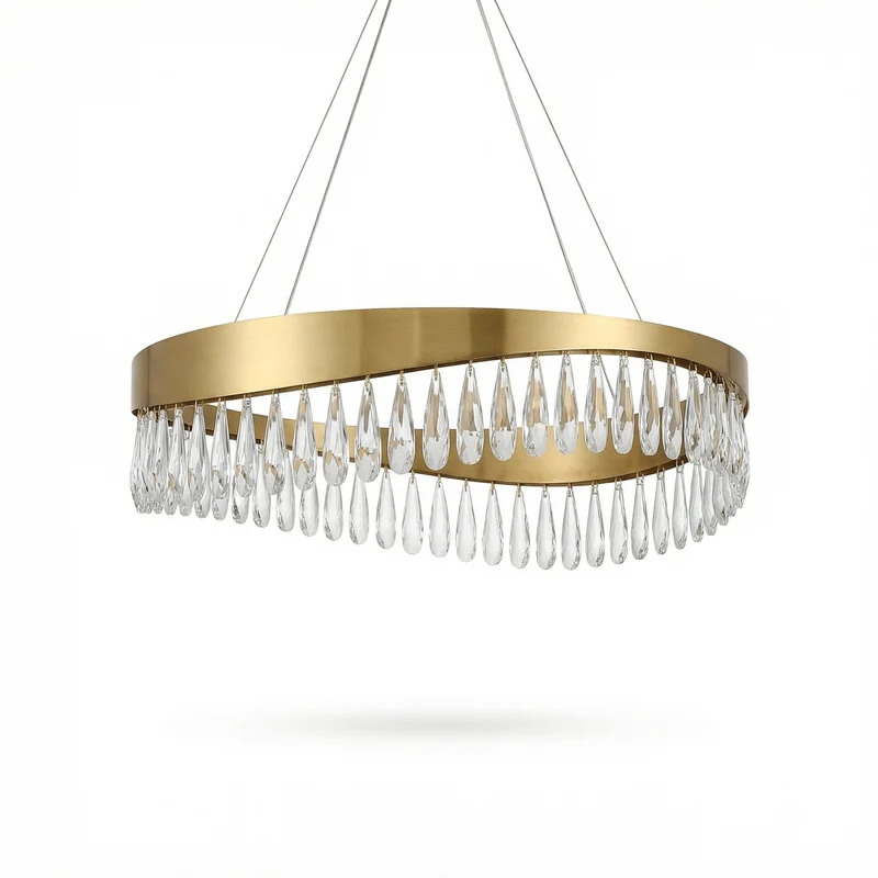 Luxuriöser, höhenverstellbarer Kronleuchter im glänzenden Design – Aurora