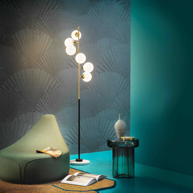 Brass and Glass Floor Lamp GALASSIA by Stilnovo