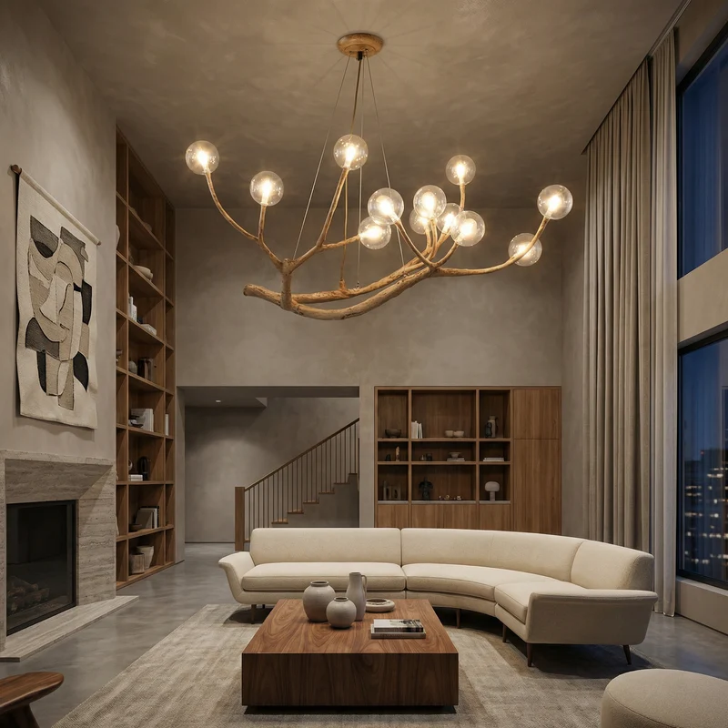 Moderner Trend-Luster mit Bernstein-Glas – Haloa
