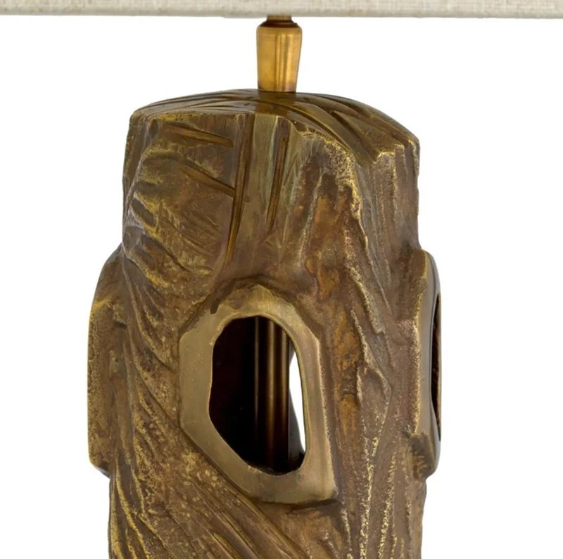 Casa Padrino Luxus Tischleuchte im Vintage Messing Look / Sockel aus schwarzem Granit Ø 45 cm x H. 74,5 cm