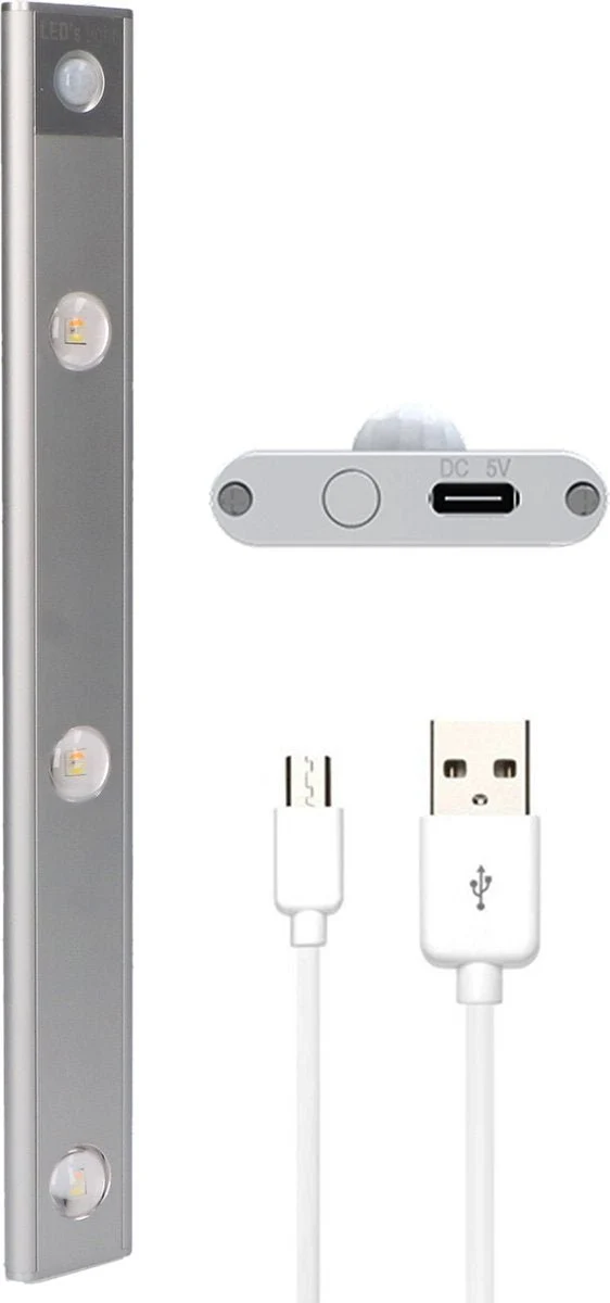 Unterbauleuchte 34cm Schrankleuchte 0,8W mit Bewegungssensor Akku USB-C RGB warmweiß kaltweiß Magnethalter - LED's Light