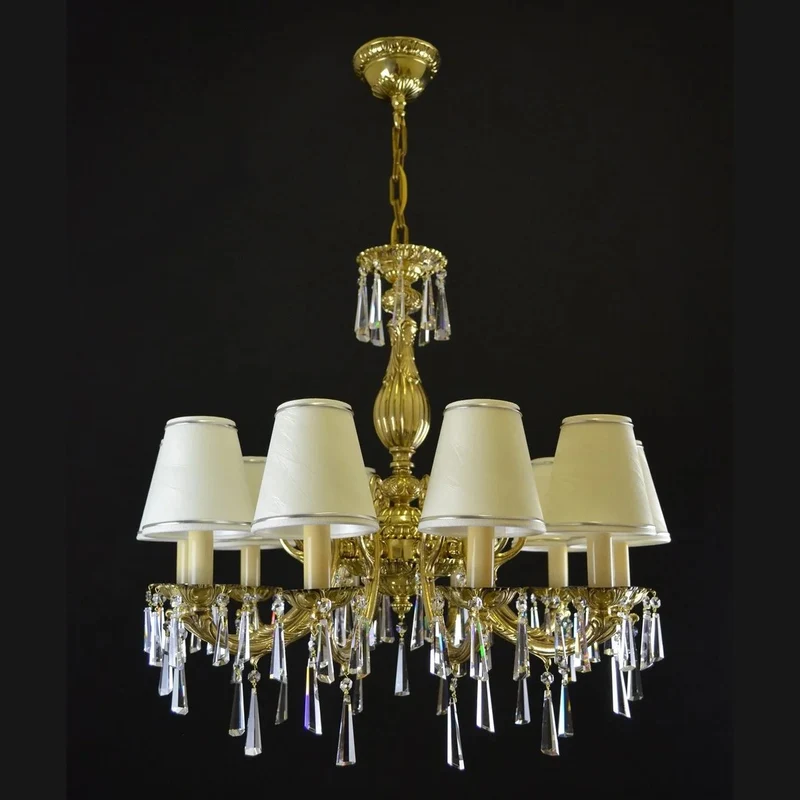 Casa Padrino Luxus Barock Kristall Kronleuchter Gold Ø 70 x H. 65 cm - Prunkvolle Messing Kronleuchter mit böhmischem Kristallglas - Barock Möbel - Edel & Prunkvoll