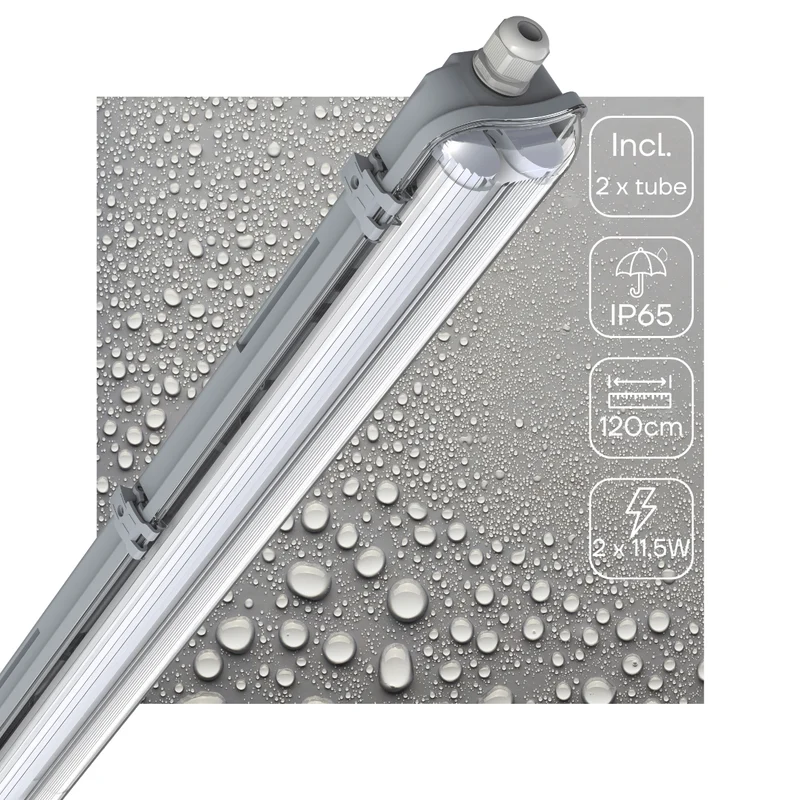 Feuchtraum- Wannenleuchte FRWL1.2 L: 1260 mm, 2x14W grau - LED's Light