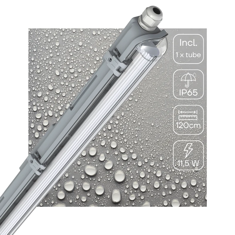 Feuchtraum- Wannenleuchte FRWL1.2 L: 1255 mm, 14W grau - LED's Light