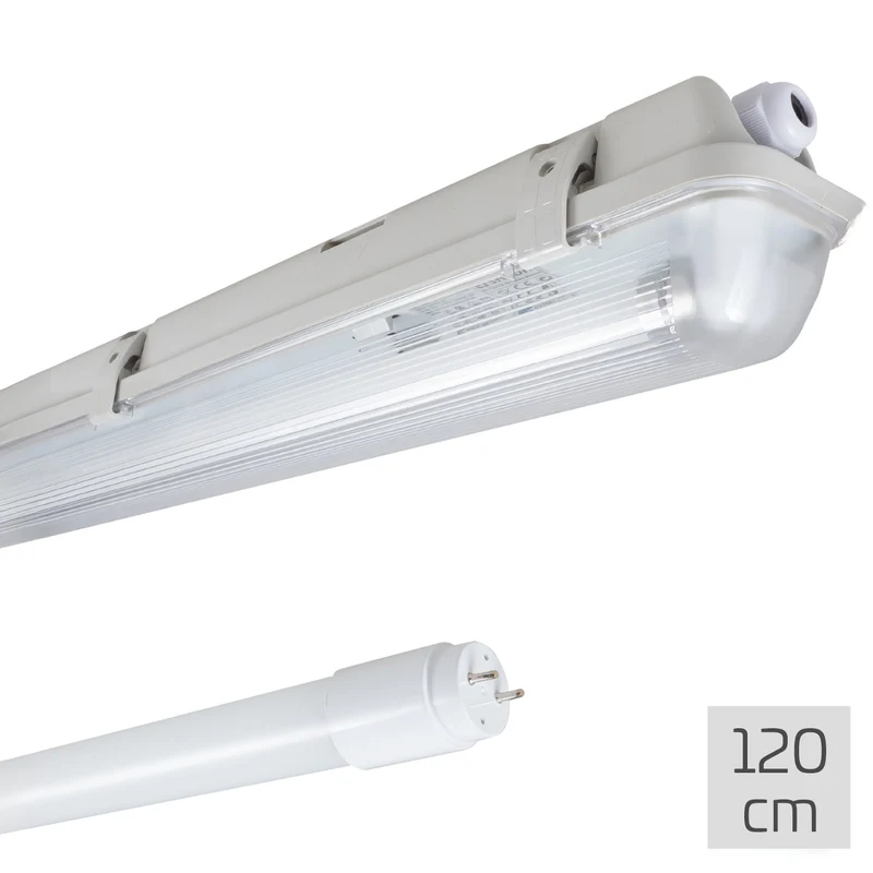Feuchtraumleuchte 120 cm 18 W Neutralweiß 4000 K Ip65 Led-Wannenleuchte, Austauschbare Led-Röhre, Wand- Oder Deckenmontage, Funktionsleuchte für Innen- und Außenbereiche 2400112_04 - LED's Light