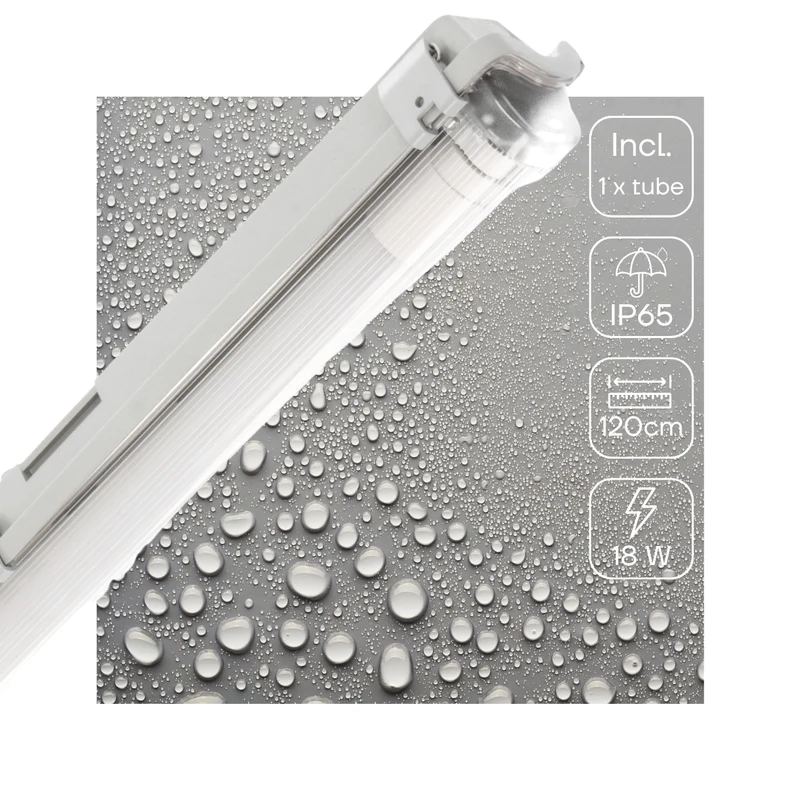 Feuchtraumleuchte 120 cm 18 W Neutralweiß 4000 K Ip65 Led-Wannenleuchte, Austauschbare Led-Röhre, Wand- Oder Deckenmontage, Funktionsleuchte für Innen- und Außenbereiche 2400112_04 - LED's Light