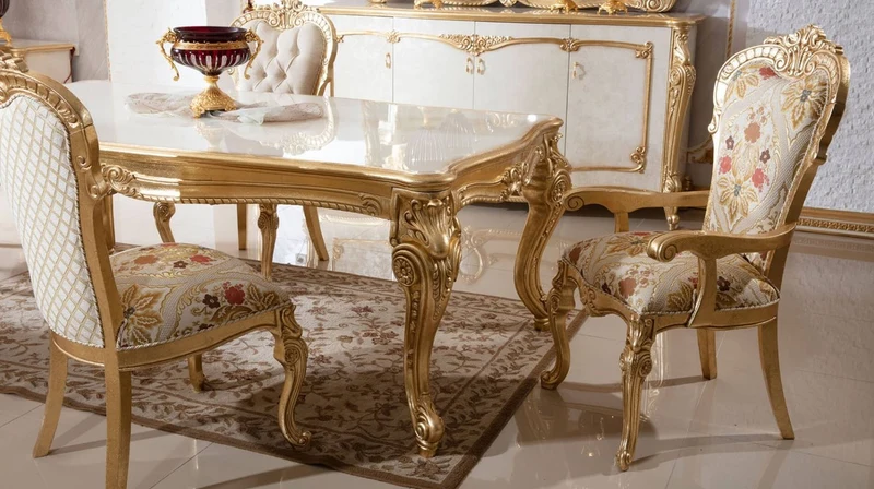 Casa Padrino Luxus Barock Esszimmer Stuhl mit Armlehnen Mehrfarbig / Gold H. 115 cm