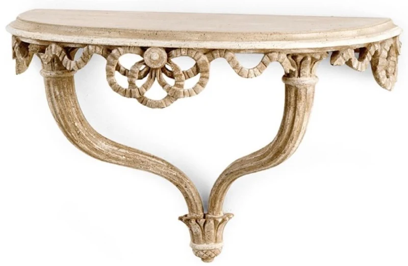 Casa Padrino Luxus Barock Wandkonsole Antik Braun / Antik Weiß - Handgefertigte Massivholz Wanddeko Konsole im Barockstil - Italienische Barock Wanddeko - Barock Möbel - Made in Italy