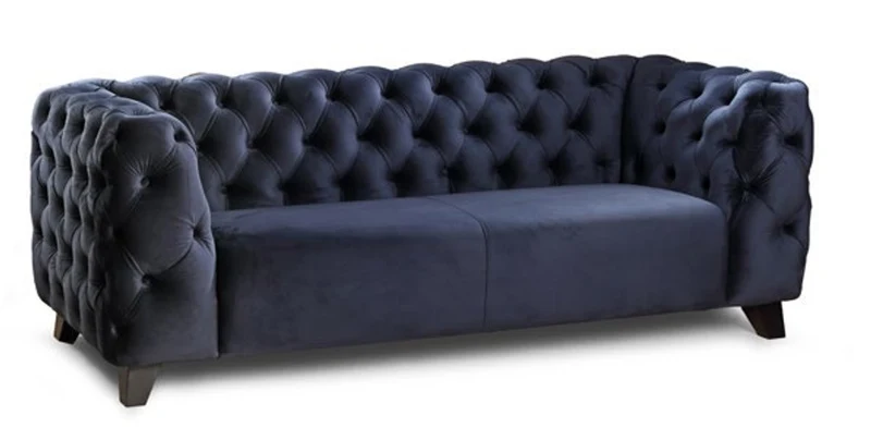 Casa Padrino Luxus Chesterfield Sofa Rokko Amrchair 120 x 95 x H. 80 cm - Elegantes Wohnzimmer Sofa mit Echtleder - Chesterfield Wohnzimmer Möbel
