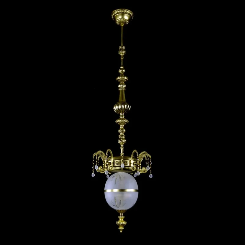 Casa Padrino Luxus Barock Kristall Kronleuchter Gold Ø 27 x H. 110 cm - Prunkvolle Messing Kronleuchter mit böhmischem Kristallglas - Barock Möbel - Edel & Prunkvoll
