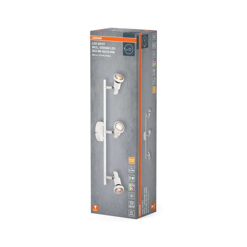 OSRAM LED SPOT GU10 Deckenleuchte 3 x 3,4W, 690lm, weiß