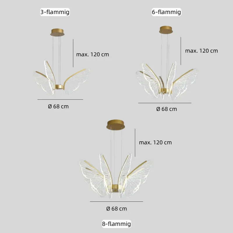 Moderne Pendelleuchte Schmetterling Design dimmbar für Esszimmer