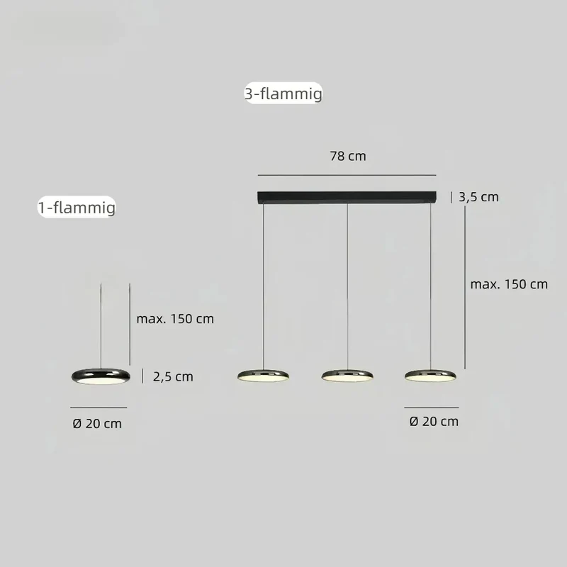 Moderne runde LED-Pendelleuchte für das Esszimmer, dimmbar