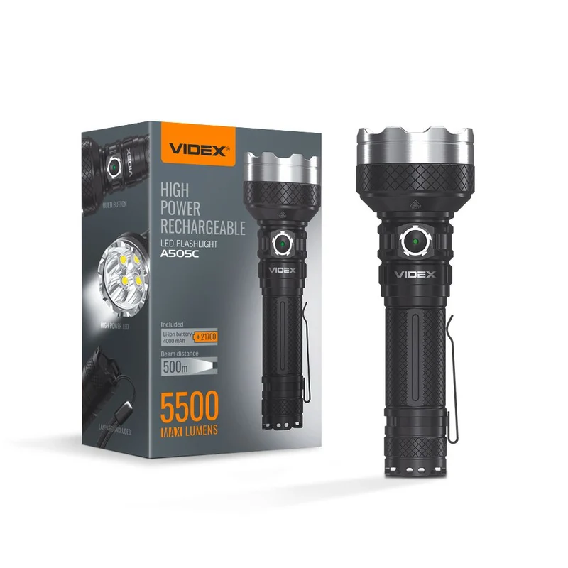 LED-Taschenlampe 20 Watt | Wiederaufladbar | 5500 Lumen | 5000K - Tageslichtweiß