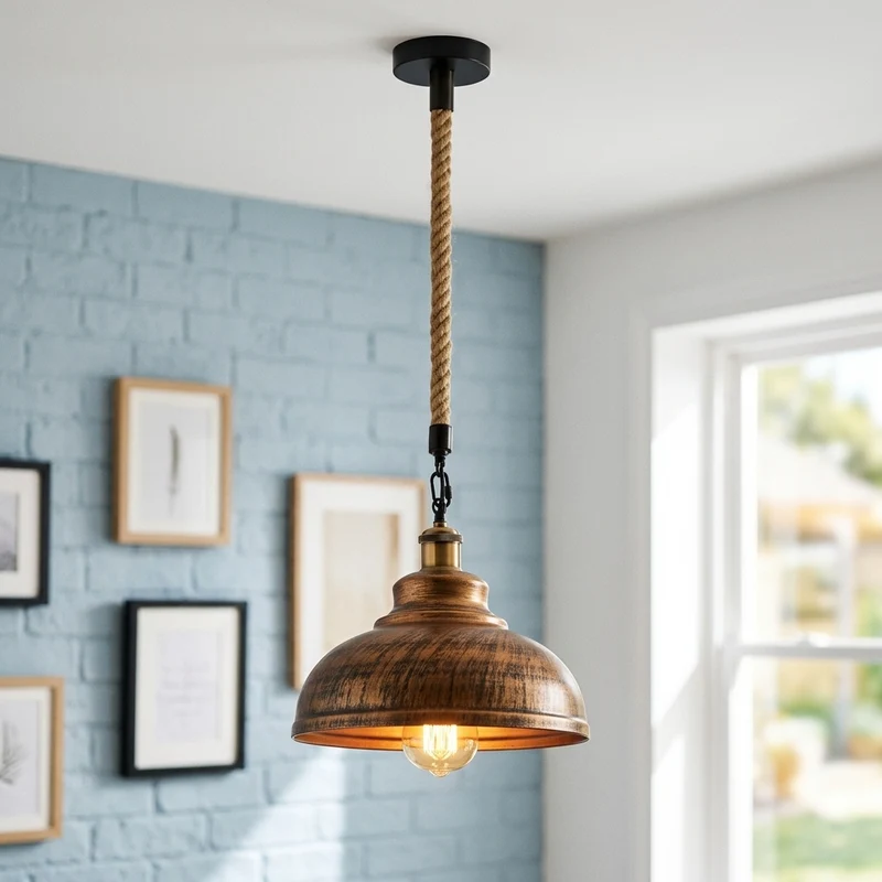 Gutsherrenlampe Seil – Industrie Vintage Pendelleuchte Kücheninsel | Ø 29cm | E27 ~3028