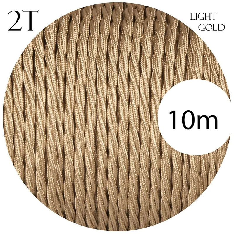 Fil tressé Electrique flexible d'éclairage Lampe câbles Doré clair