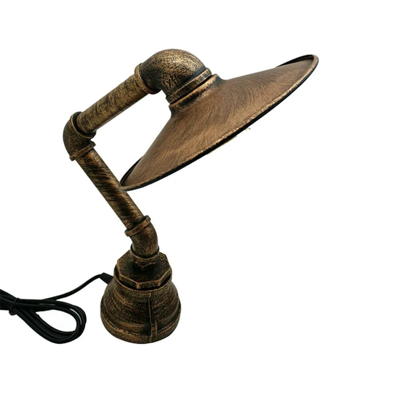 LEDSone Lampe de table Steampunk industrielle vintage avec abat-jour plat