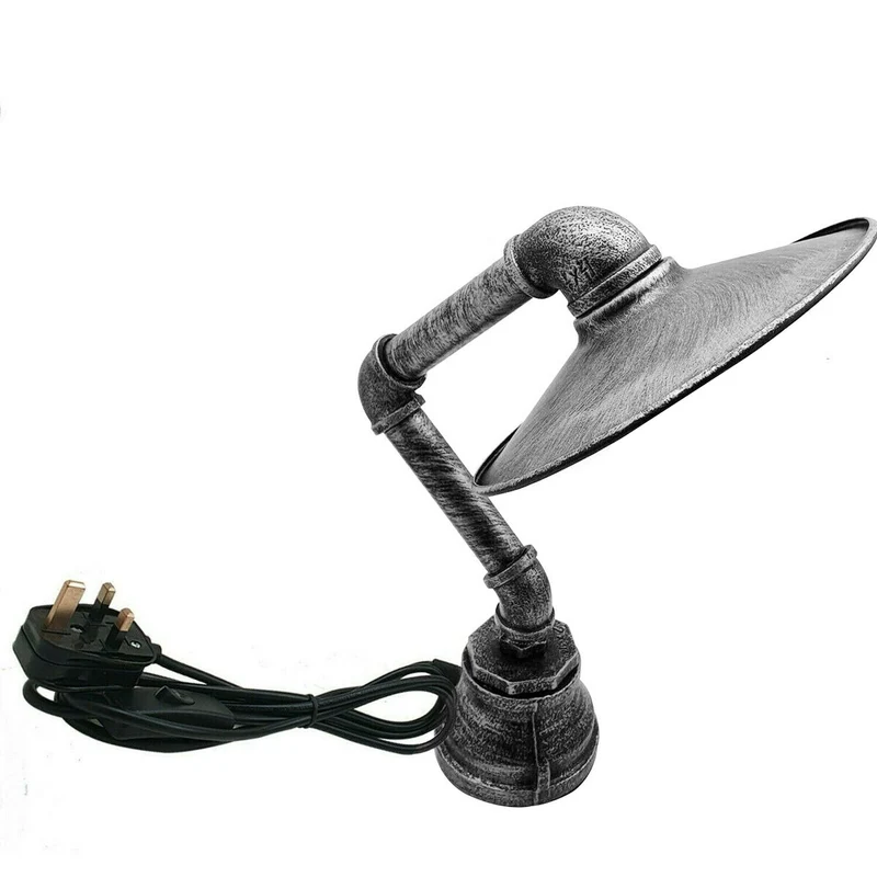 LEDSone Lampe de table Steampunk industrielle vintage avec abat-jour plat