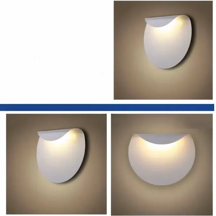 Weiße minimalistische runde Wandleuchte aus Metall für Schlafzimmer