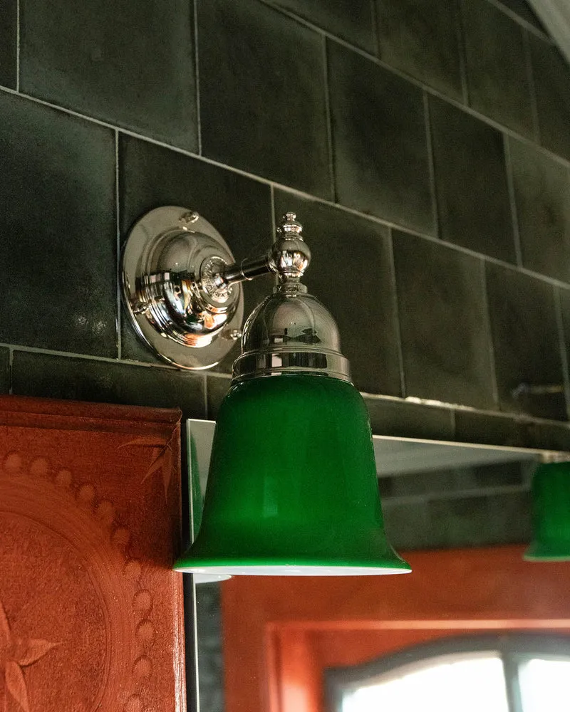 Badrumslampa - Adelborg nickel, grön klocka
