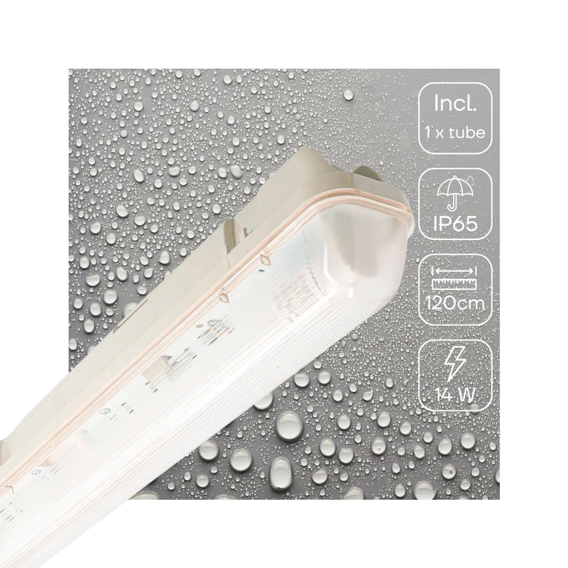 Feuchtraumleuchte mit HF-Bewegungsmelder und LED-Röhre 120 cm 14W neutralweiß IP65 - LED's Light