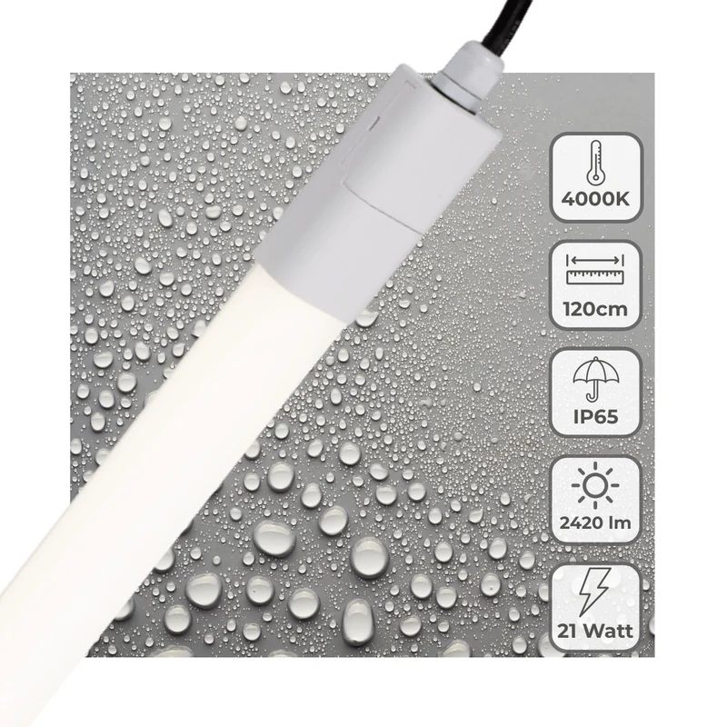 LED-Feuchtraumleuchte Slim 120cm 21W neutralweiß IP65 - LED's Light