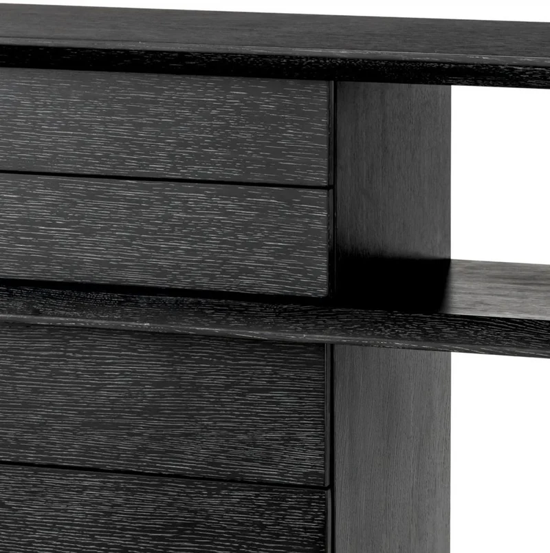 Casa Padrino Luxus Konsole Schwarzgrau 180 x 46 x H. 76 cm - Rechteckiger Konsolentisch mit 4 Schubladen - Wohnzimmer Möbel - Hotel Möbel - Luxus Möbel - Luxus Einrichtung