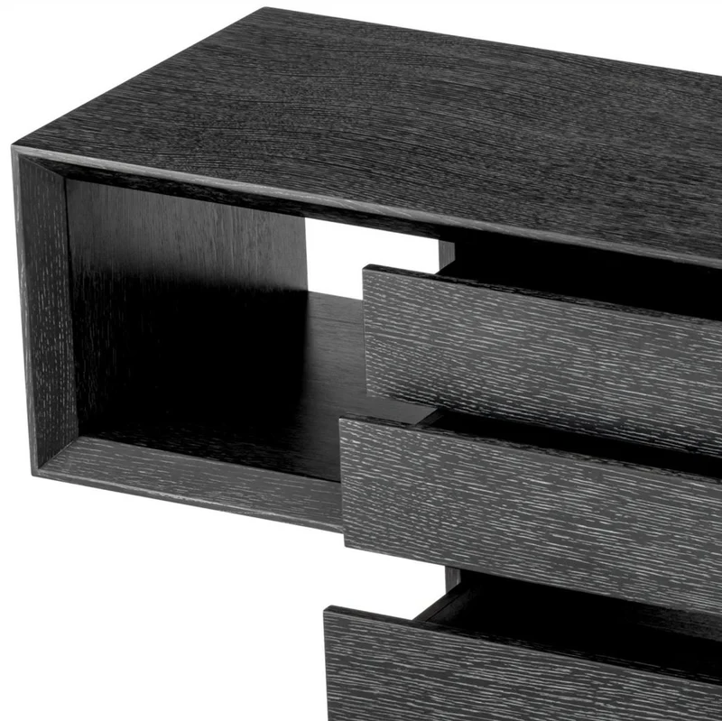 Casa Padrino Luxus Konsole Schwarzgrau 180 x 46 x H. 76 cm - Rechteckiger Konsolentisch mit 4 Schubladen - Wohnzimmer Möbel - Hotel Möbel - Luxus Möbel - Luxus Einrichtung