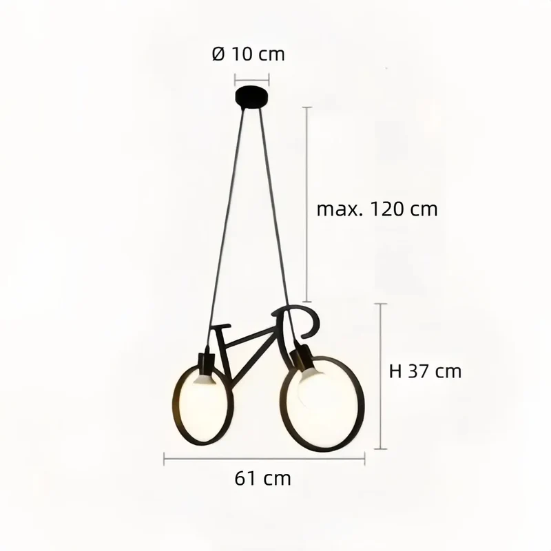 Moderne Fahrrad Pendelleuchte aus Schmiedeeisen 2 flammig