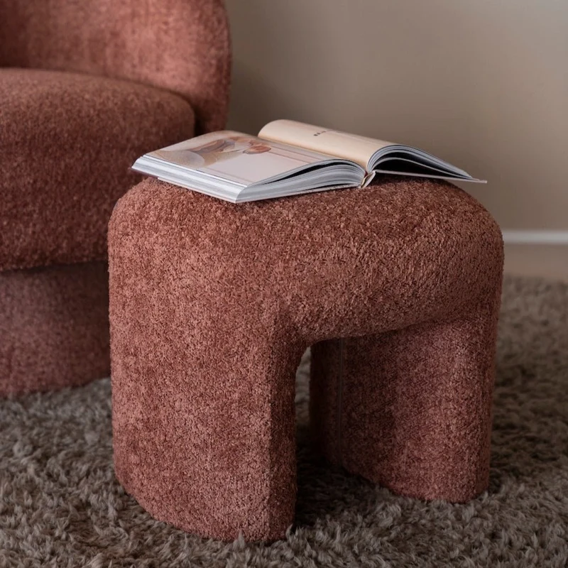 Polster Hocker Sahi Bouclé Terrakotta - By Boo