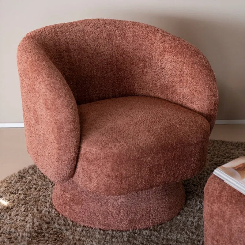 Drehbarer Loungesessel Balou Bouclé Terrakotta - By Boo