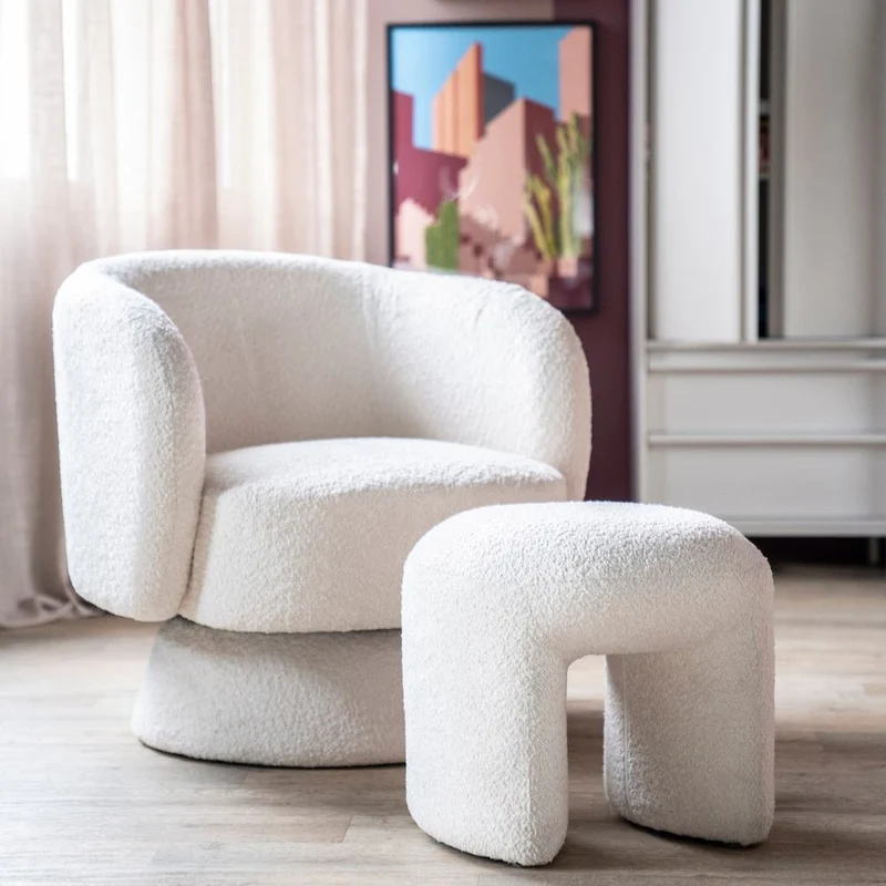 Drehbarer Loungesessel Balou Bouclé Weiss - By Boo