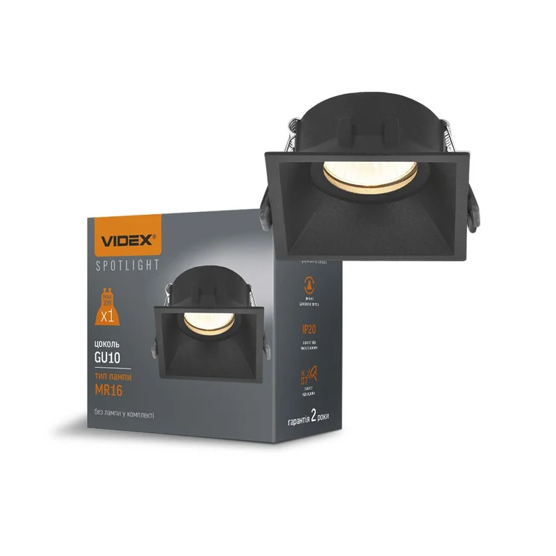 LED-Einbaustrahler | Vertieft | Quadratisch | 78x78mm | Schwarz