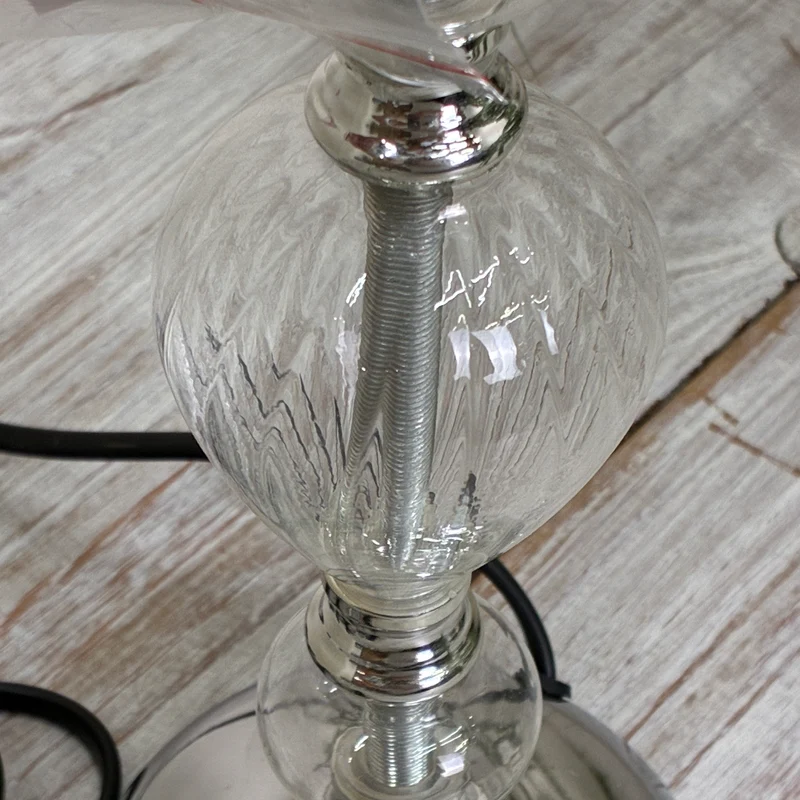 Glasstil Tischleuchte Lampe silbern Tischlampe Vintage Stil