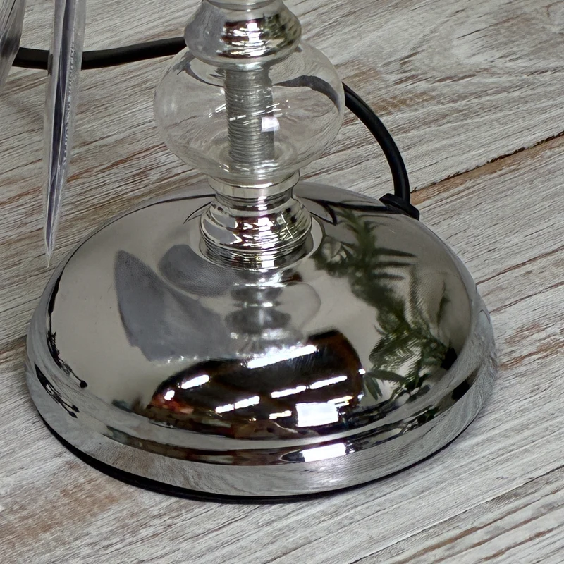 Glasstil Tischleuchte Lampe silbern Tischlampe Vintage Stil