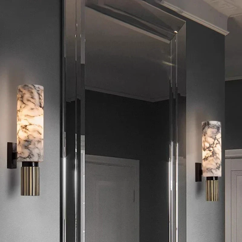 Wandleuchte Marmor Alabaster Modernes Design & Kupfer – Albâtre