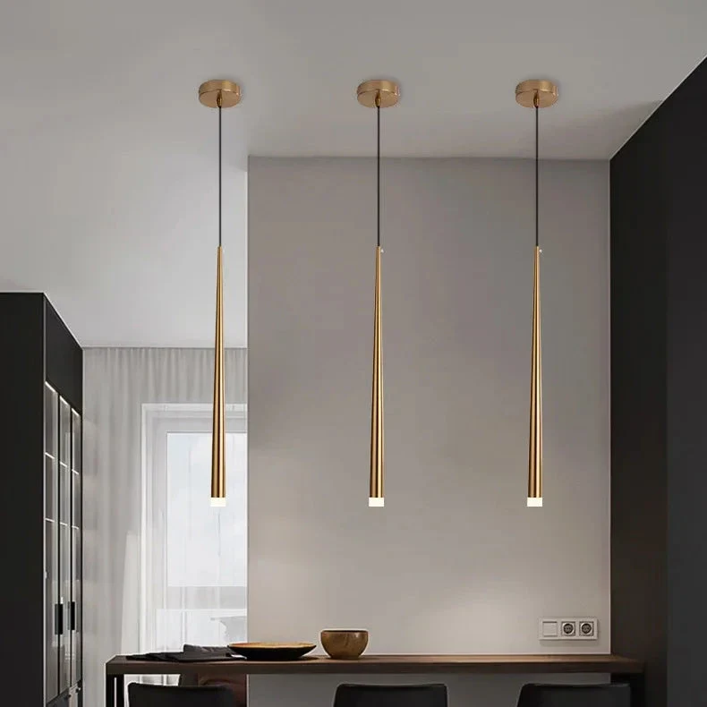 LED-Hängeleuchte Kompakt in gebürstetem Nickel für Innenräume – Flèche Dorée