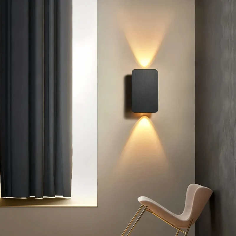 Moderne LED Up-&-Down-Wandleuchte rechteckig für Wohnzimmer & Flur